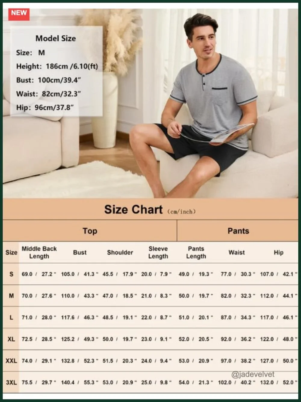 Men's Cotton Pajama Set Short Sleeve Henley Pjs Summer Sleepwear with Pockets
